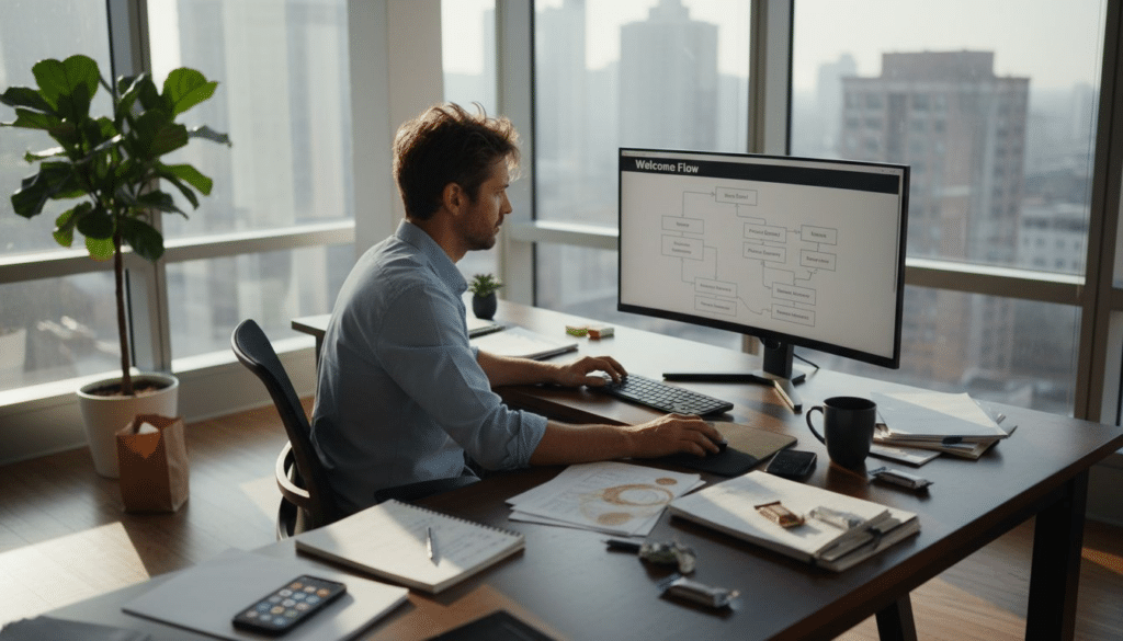 eCommerce manager creating email automation workflow