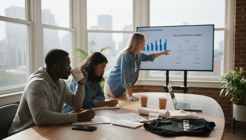 Ecommerce team reviews 2026 conversion funnel