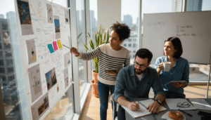 Ecommerce team reviewing customer journey map