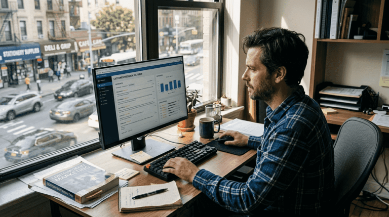 Manager reviewing ecommerce content workspace