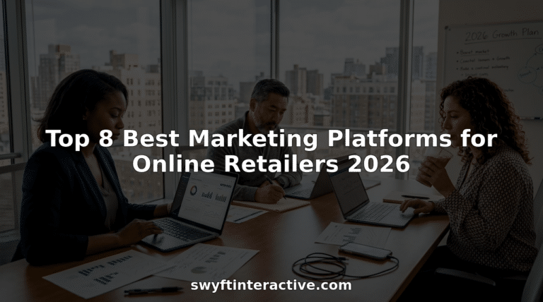 Marketing managers plan with analytics on laptops