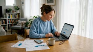 Manager reviewing ecommerce growth analytics