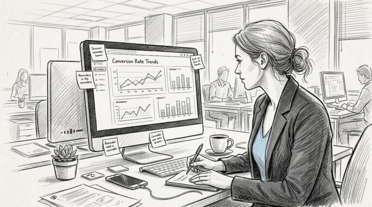 Professional reviewing site analytics for conversions