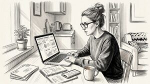 Ecommerce website owner reviewing analytics