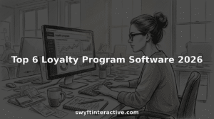 Ecommerce manager reviewing loyalty program dashboard