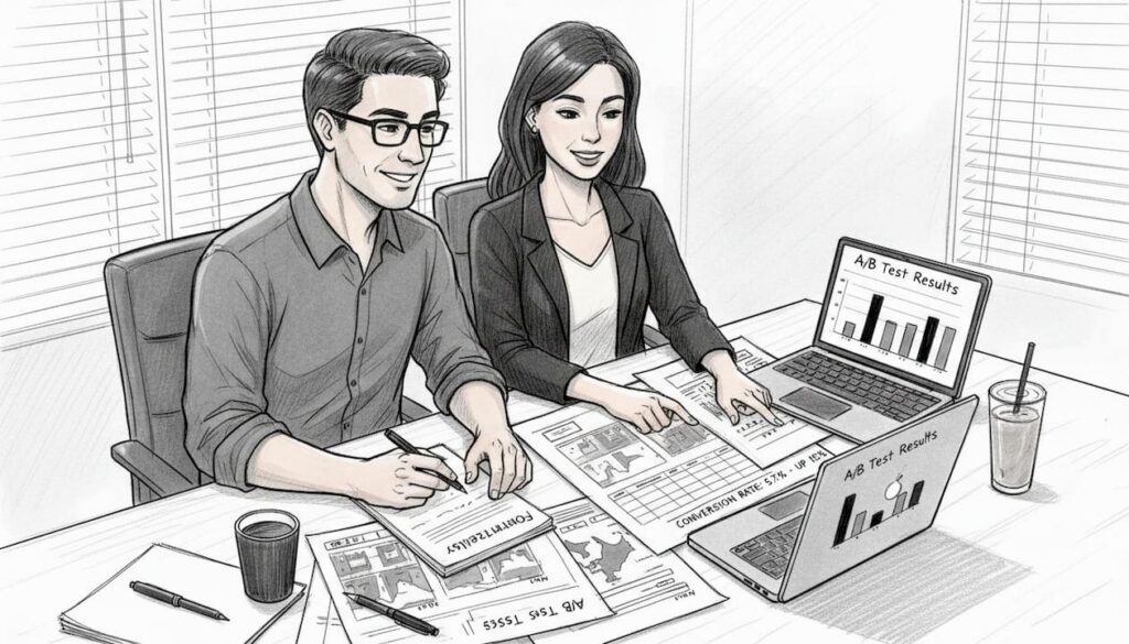 Team analyzing ecommerce A/B test results