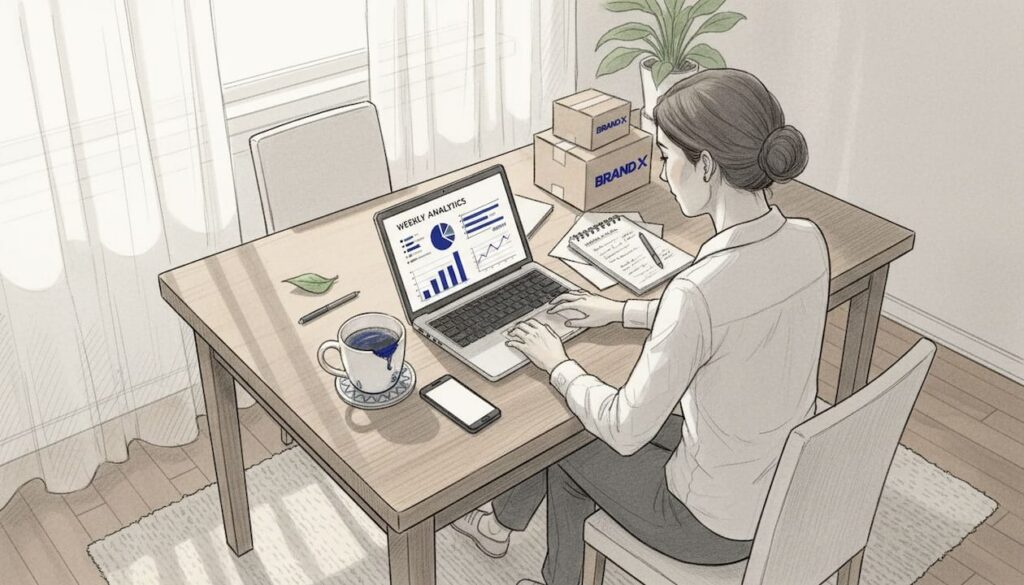 Marketer analyzing channels in shared workspace