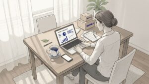 Marketer analyzing channels in shared workspace