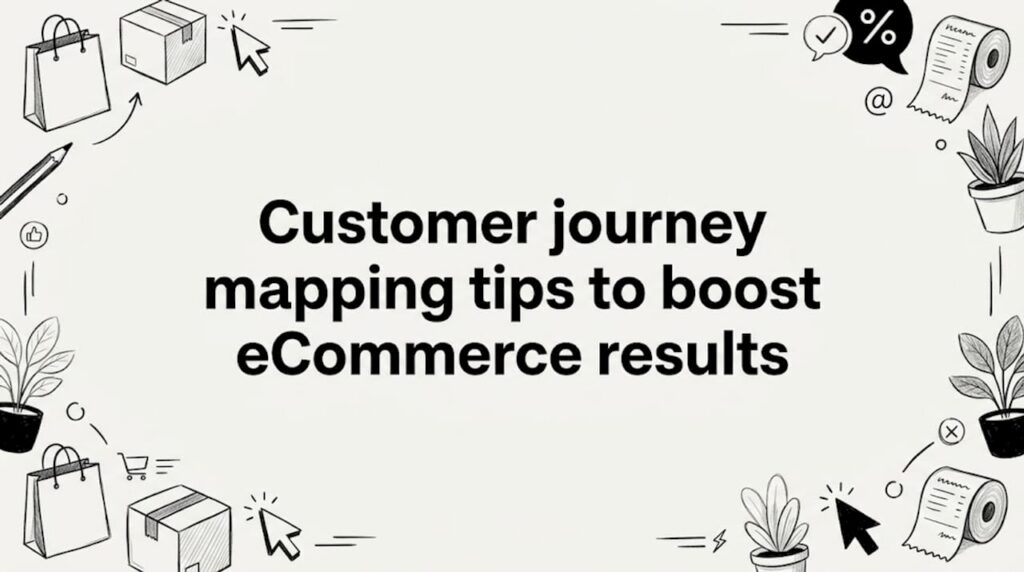 Hand-drawn eCommerce-themed title card illustration