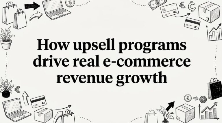 Decorative e-commerce themed title card illustration