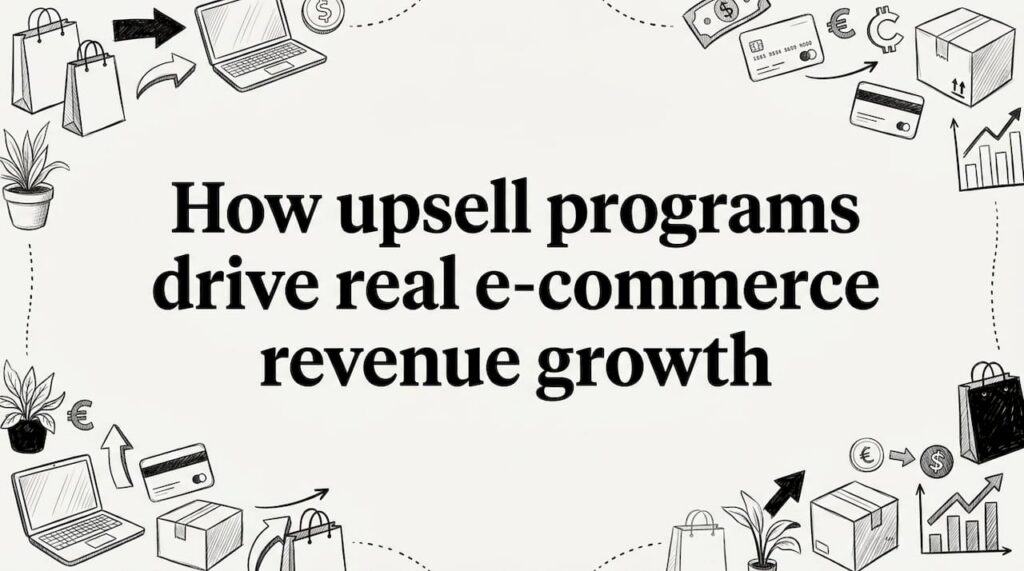 Decorative e-commerce themed title card illustration