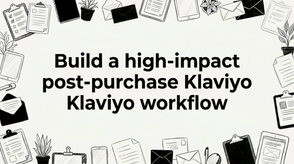 Hand-drawn workflow-themed illustration framing title area