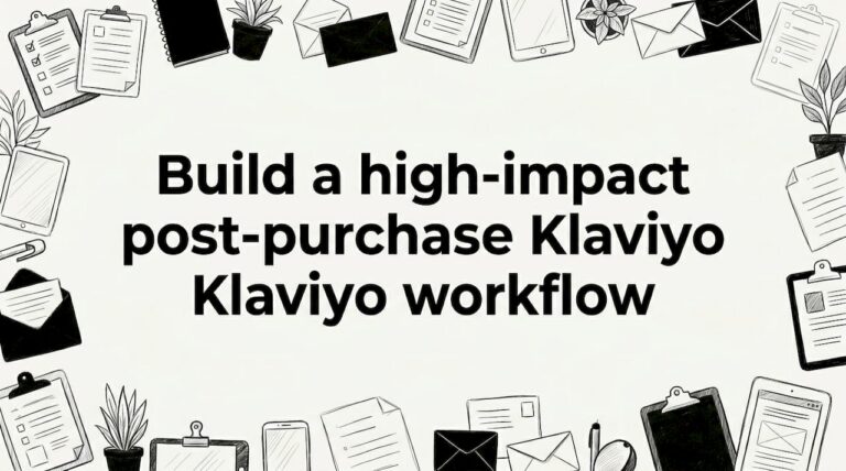 Hand-drawn workflow-themed illustration framing title area