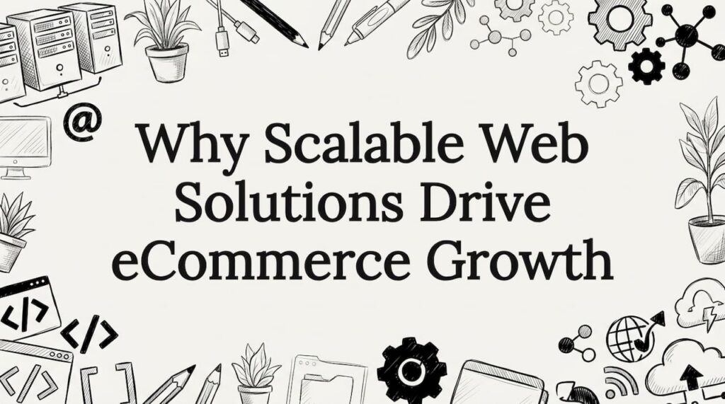 Decorative scalable web solutions title card illustration