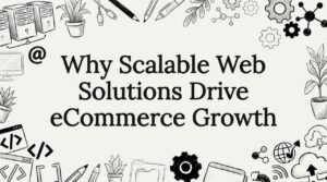 Decorative scalable web solutions title card illustration