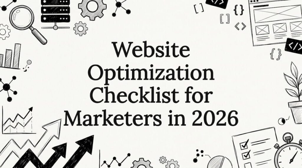 Decorative website optimization title card illustration