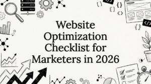 Decorative website optimization title card illustration