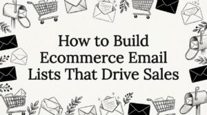 Decorative ecommerce email list title card illustration