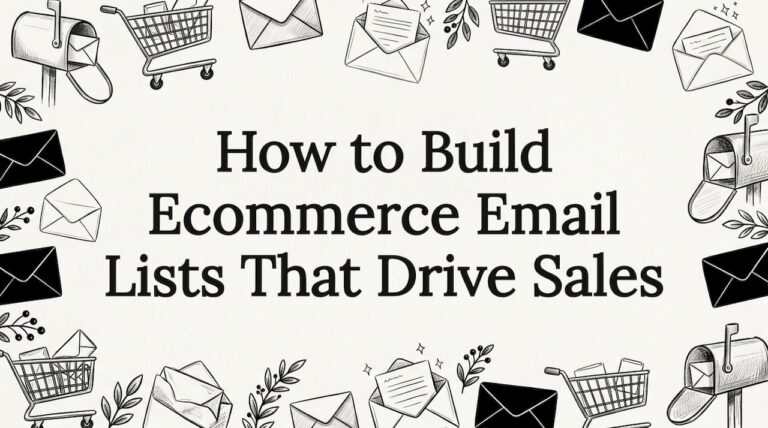 Decorative ecommerce email list title card illustration