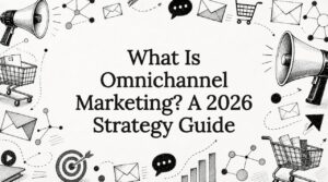 Decorative title card illustration for omnichannel marketing