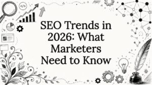 Decorative SEO 2026 title card illustration