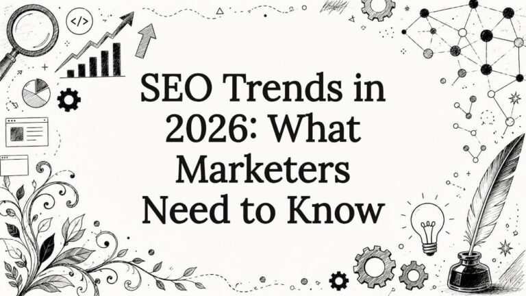Decorative SEO 2026 title card illustration