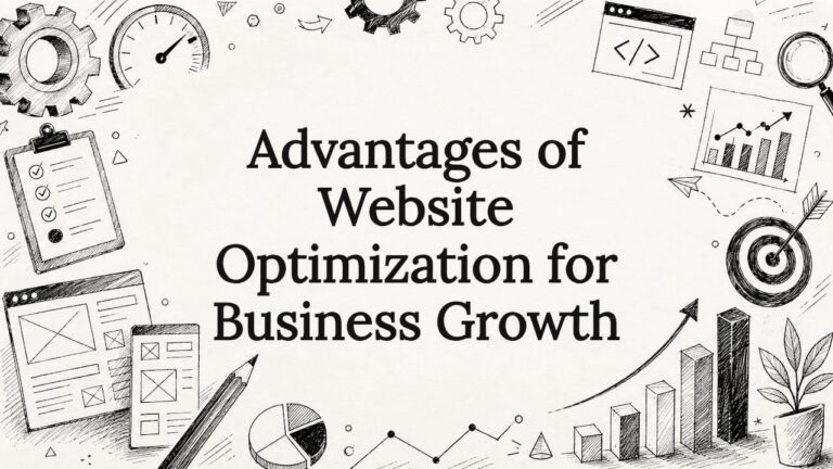 Illustrated title card with website optimization icons