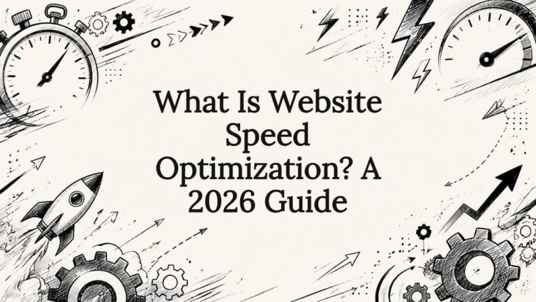 Decorative title card illustration for website speed optimization