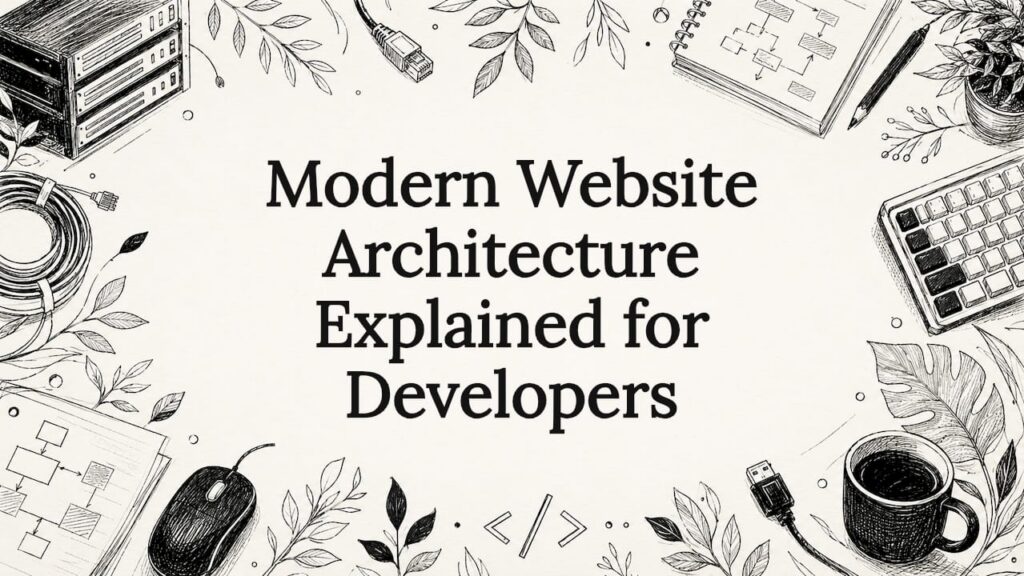 Decorative title card illustration for modern website architecture