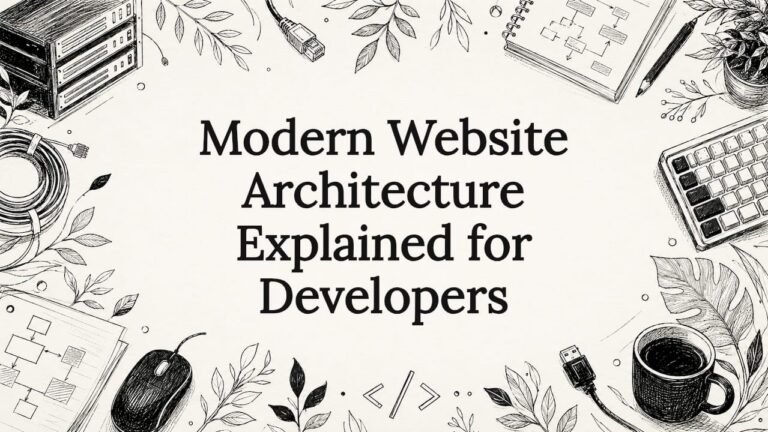 Decorative title card illustration for modern website architecture