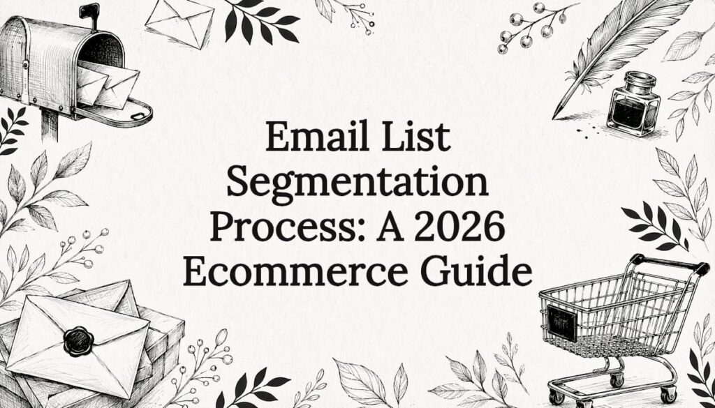 Decorative hand-drawn email marketing title card illustration