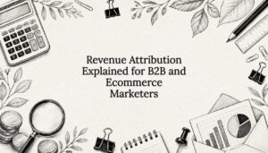 Decorative title card illustration with marketing tools