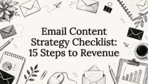 Decorative email strategy title card illustration