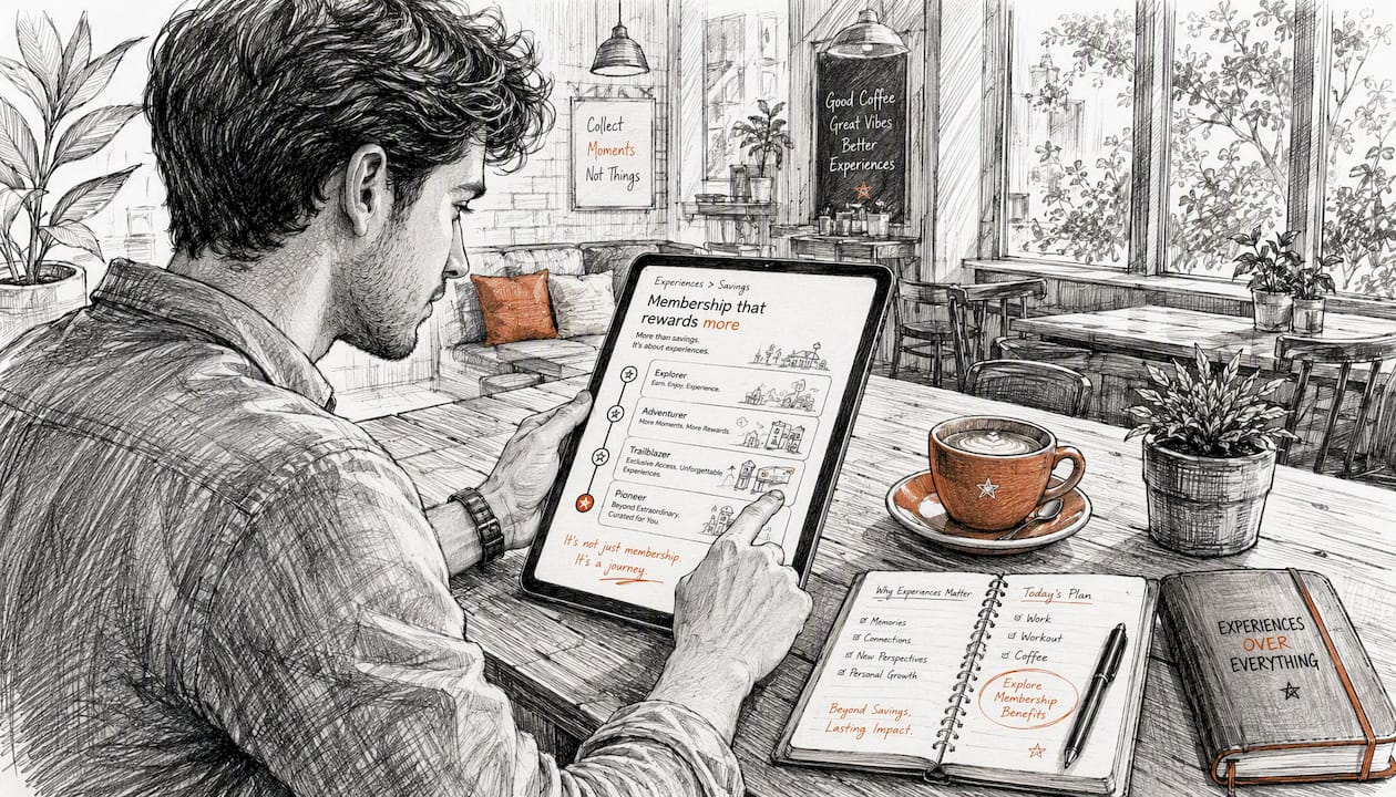 Man exploring membership rewards