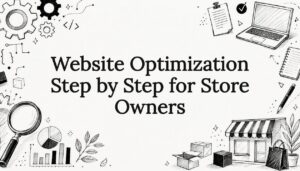 Decorative title card illustration for website optimization article