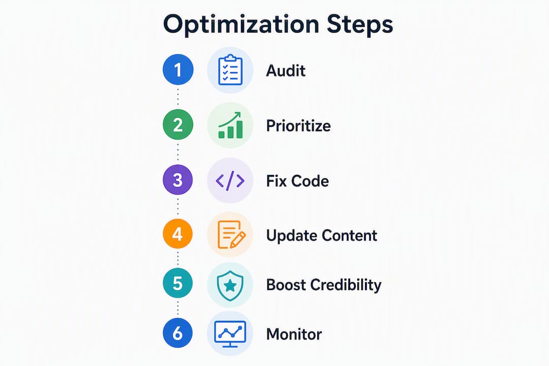 Infographic showing step-by-step website optimization process