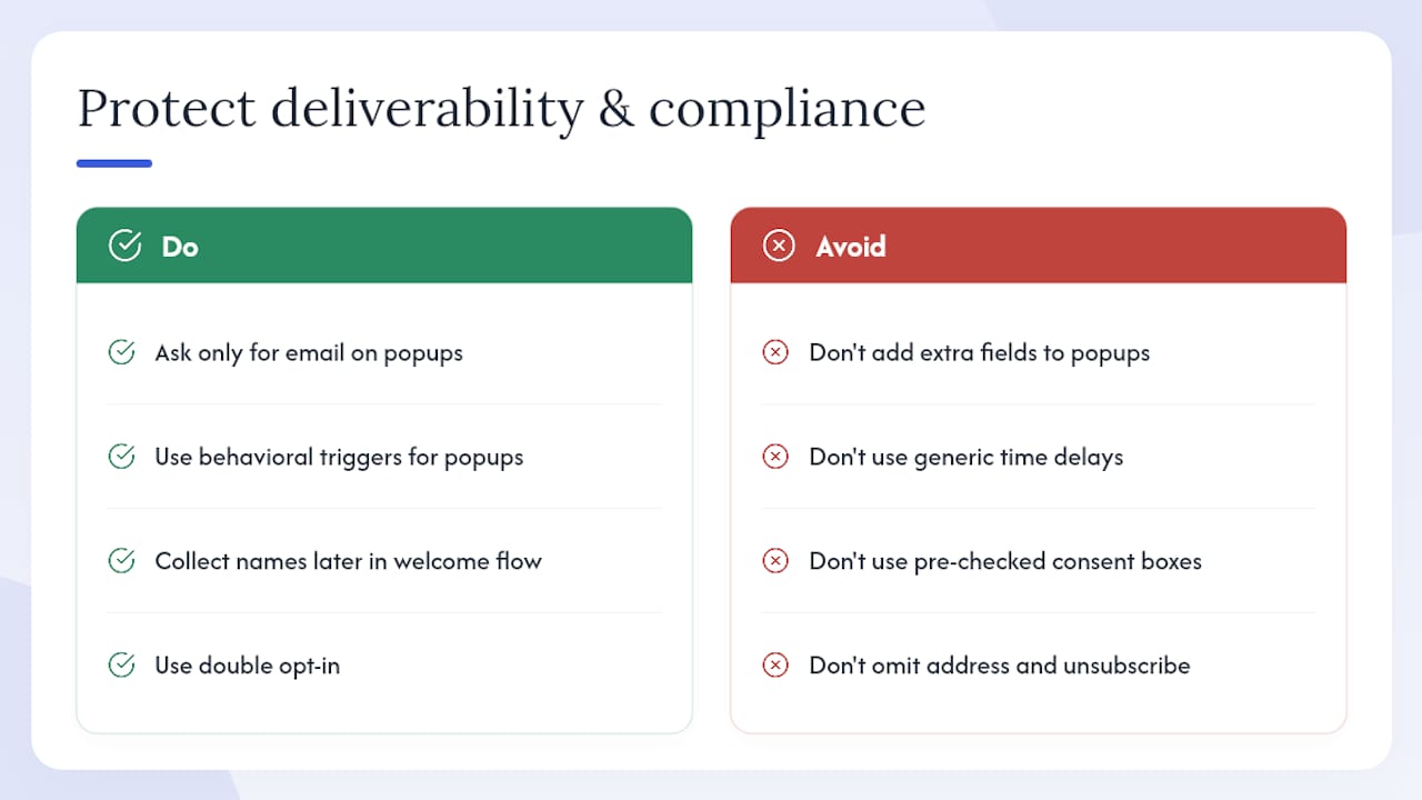 How do you protect deliverability and stay compliant? — overview diagram