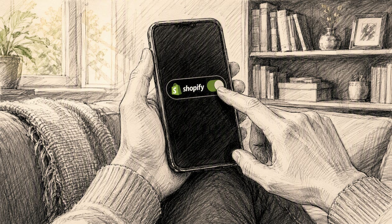 Hand toggling active status on phone