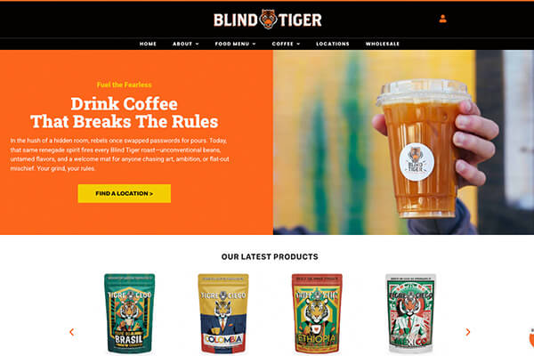 Blind Tiger Coffee Roasters Ecommcerce website by Swyft Interactive
